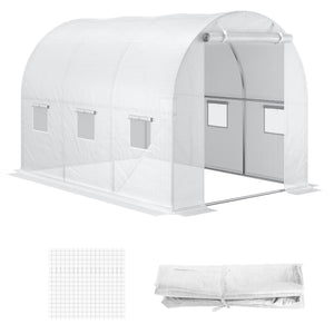3 x 2 x 2m Greenhouse Replacement Cover ONLY Winter Garden Plant PE Cover for Tunnel Walk-in Greenhouse with Roll-up Windows Door Outdoor, White