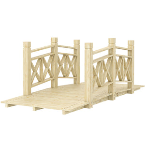 Outsunny 5' Wooden Garden Bridge with Safety Rails, Backyard Bridge Footbridge for Ponds, Creeks, Streams, Nature Wood