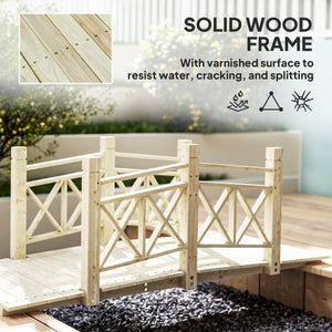 Outsunny 5' Wooden Garden Bridge with Safety Rails, Backyard Bridge Footbridge for Ponds, Creeks, Streams, Nature Wood