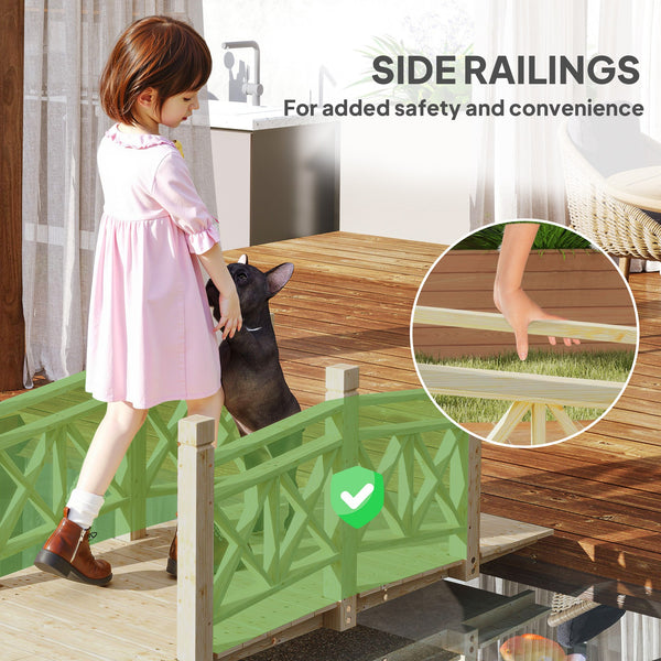 Outsunny 5' Wooden Garden Bridge with Safety Rails, Backyard Bridge Footbridge for Ponds, Creeks, Streams, Nature Wood