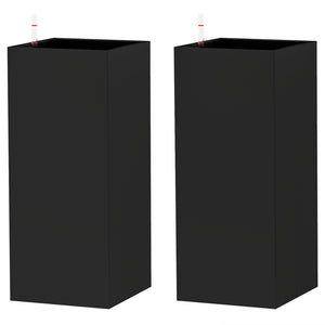 2 Pack Planter Box, 26 Inch Plastic Planter Pots with Water Level Indicator, Flower Pots with Drainage Hole and Drain Plug for Indoor Outdoor, Black
