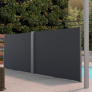 Patio Retractable Double Side Awning, 79"x236" Outdoor Privacy Screen, UV Resistant, Waterproof Room Divider Sun Shade Wind Screen for Garden, Balcony, Charcoal Grey