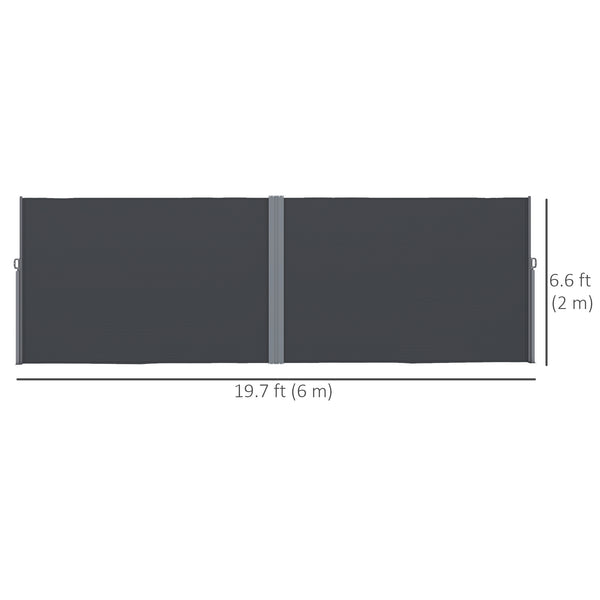 Patio Retractable Double Side Awning, 79"x236" Outdoor Privacy Screen, UV Resistant, Waterproof Room Divider Sun Shade Wind Screen for Garden, Balcony, Charcoal Grey