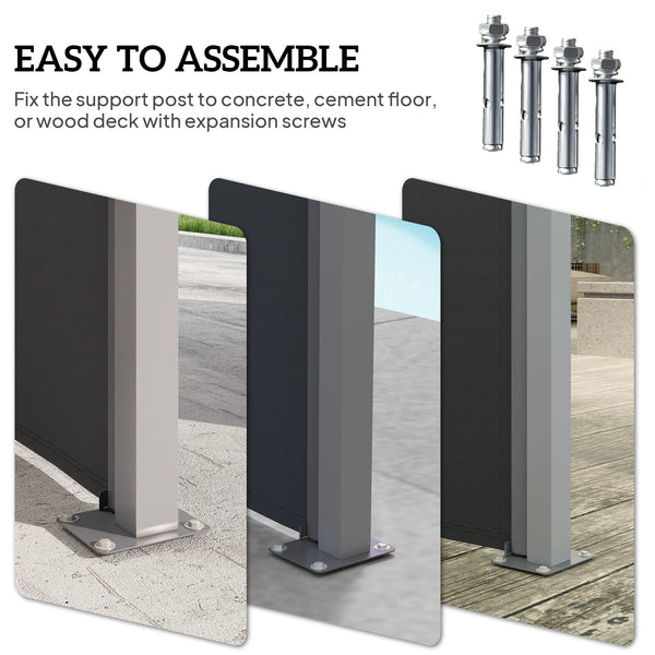 Patio Retractable Double Side Awning, 79"x236" Outdoor Privacy Screen, UV Resistant, Waterproof Room Divider Sun Shade Wind Screen for Garden, Balcony, Charcoal Grey