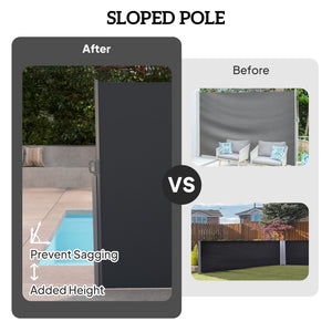 Patio Retractable Double Side Awning, 79"x236" Outdoor Privacy Screen, UV Resistant, Waterproof Room Divider Sun Shade Wind Screen for Garden, Balcony, Charcoal Grey