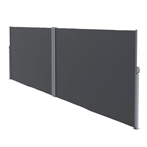 Patio Retractable Double Side Awning, 79"x236" Outdoor Privacy Screen, UV Resistant, Waterproof Room Divider Sun Shade Wind Screen for Garden, Balcony, Charcoal Grey