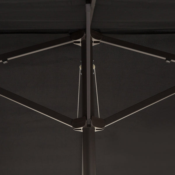 15ft Double-sided Patio Umbrella with Twin Canopy, Extra Large Outdoor Parasol with Crank for Pool, Deck, Market, Black