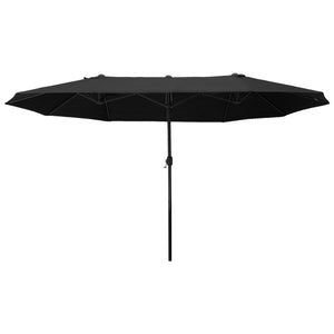 4.6m Garden Parasol Double-Sided Sun Umbrella Patio Market Canopy Shade Outdoor Black - NO BASE