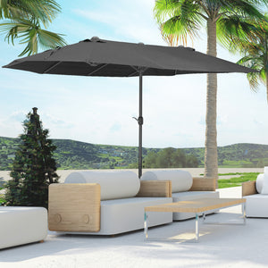 4.6m Garden Parasol Double-Sided Sun Umbrella Patio Market Canopy Shade Outdoor Black - NO BASE
