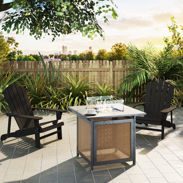 Wood Adirondack Chair, Outdoor Patio Muskoka Chair with Slatted Design for Deck, Garden, Backyard, Fire Pit, Black