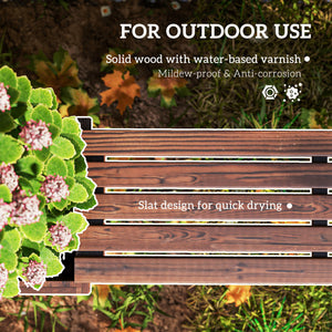 Raised Garden Bed Plant Stand Wooden Garden Planter & Bench Combination Garden Raised Bed for Patio Park, 69.25" x 15" x 15.75", Carbonized