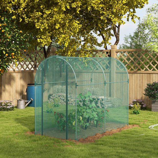 4' x 8' Crop Cage, Plant Protection Tent with Zippered Door and Galvanized Steel Frame, Fruit Cage Netting Cover for Garden, Yard, Lawn, Green