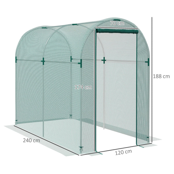 Fruit Cage Bird Netting, Heavy Duty Fruit and Vegetable Protection Tent with Zipped Door, Anti Bird, Insects, Small Animals, 1.2 x 2.4 x 1.9m, Green