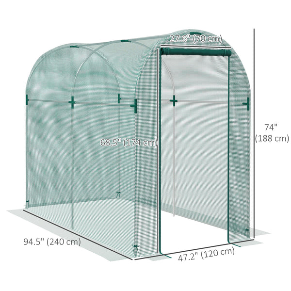 4' x 8' Crop Cage, Plant Protection Tent with Zippered Door and Galvanized Steel Frame, Fruit Cage Netting Cover for Garden, Yard, Lawn, Green