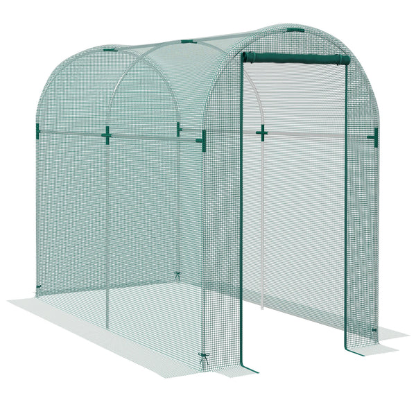 Fruit Cage Bird Netting, Heavy Duty Fruit and Vegetable Protection Tent with Zipped Door, Anti Bird, Insects, Small Animals, 1.2 x 2.4 x 1.9m, Green