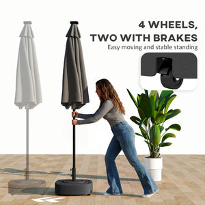Patio Umbrella Base with Wheels, Umbrella Stand with 110 lbs. Sand or 86 lbs. Water Filled, Outdoor Umbrella Stand Holder for 1.5"/1.9" Poles for Lawn, Poolside, Black