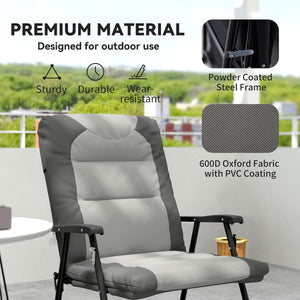 2pc Patio Foldable Rocking Chair Set w/ Soft Padded Seat, Backrest, and Headrest for park, backyard, garden, Light Grey
