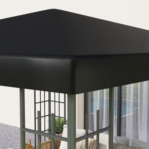3 x 3(m) Gazebo Canopy Replacement Cover, Garden Gazebo Roof Replacement with Drain Holes, Water Resistant PVC Coating, 370g/㎡, UPF30+, TOP COVER ONLY, Black
