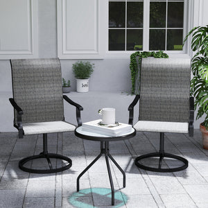 Outdoor Patio Swivel Chairs Set of 2, High Back Patio Dining Chairs with All-Weather Mesh Fabric and Metal Frame for Backyard, Lawn, Porch or Garden, Gray