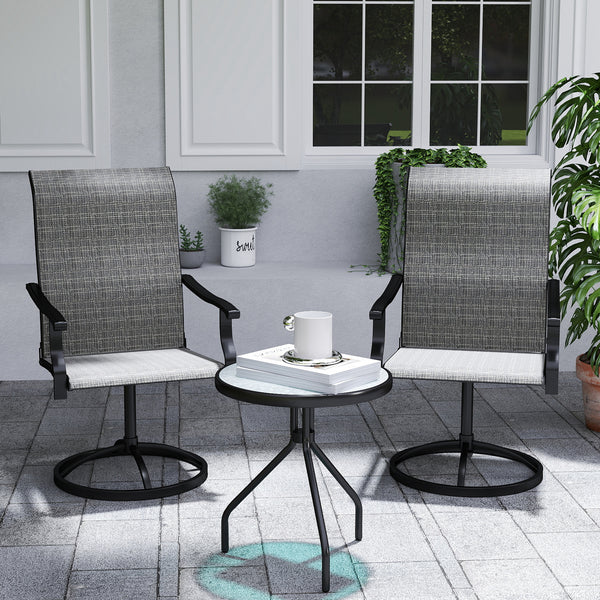 Outdoor Patio Swivel Chairs Set of 2, High Back Patio Dining Chairs with All-Weather Mesh Fabric and Metal Frame for Backyard, Lawn, Porch or Garden, Gray
