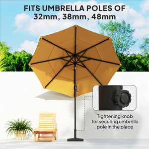 Garden Parasol Base, 15kg HDPE Outdoor Umbrella Stand Parasol Stand with Cut-Out Design, Sun Umbrella Base for 32, 38, 48 mm Poles, Black