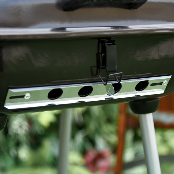 Portable Charcoal Grill with Foldable Side Shelf and Bottom Shelf, BBQ Smoker with Wheels and Adjustable Vents on Lid for Picnic Camping Backyard Cooking, Black