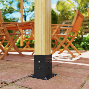 Pergola Kit, 15° Slanted Roof Pergola Bracket Kit with 4-Way/3-Way Corner Brackets, Post Bases, Wall Mounts for 4"x 4" (Actual 3.6" X 3.6") Lumber, 9 PCS DIY Hardware with Screws, Black