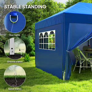 10' x 20' Pop Up Canopy with 6 Walls, Outdoor Easy Up Canopy Party Tent with Steel Frame, Drainage Holes, Instant Garden Shade Shelter with Carrying Bag, Blue