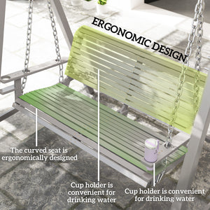 2 Seater Garden Swing Seat Larch Wood Swing Chair Hammock Bench Lounger - Grey
