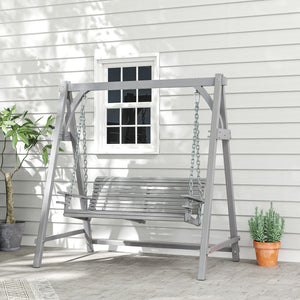 2 Seater Garden Swing Seat Larch Wood Swing Chair Hammock Bench Lounger - Grey