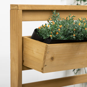 Wooden Plant Trellis Stand with 5 Hanging Planter Boxes, Freestanding Outdoor Plant Stand for Patio, Garden, Balcony, Porch