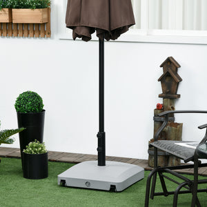 Patio Umbrella Base with Wheels, 66 lb Heavy Duty Filled Umbrella Stand, Market Umbrella Base Holder for Outdoor, Garden, Backyard, Light Grey
