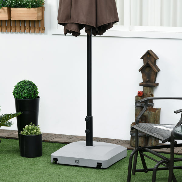 Patio Umbrella Base with Wheels, 66 lb Heavy Duty Filled Umbrella Stand, Market Umbrella Base Holder for Outdoor, Garden, Backyard, Light Grey