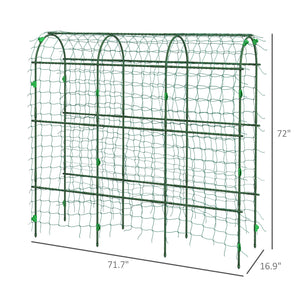 Outsunny Cucumber Trellis, 6' Tall Arch Trellis for Climbing Plants Outdoor, A-Frame, with Plastic Coated Steel Frame and Climbing Net, Support Vegetables, Peas, Fruit & Vines, Green
