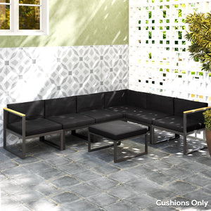 Replacement Cushions for Rattan Furniture, 14 Piece Outdoor Seat Cushion Pad for Patio Conversation Set, 7 Seat Cushions and 7 Back Cushions, Black