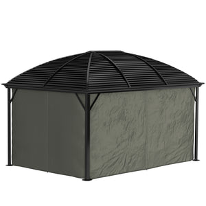 10' x 13' Hardtop Gazebo Canopy with Galvanized Steel Roof, Aluminum Permanent Pavilion Outdoor Gazebo with Top Hook, Netting and Curtains for Garden, Backyard, Dark Grey