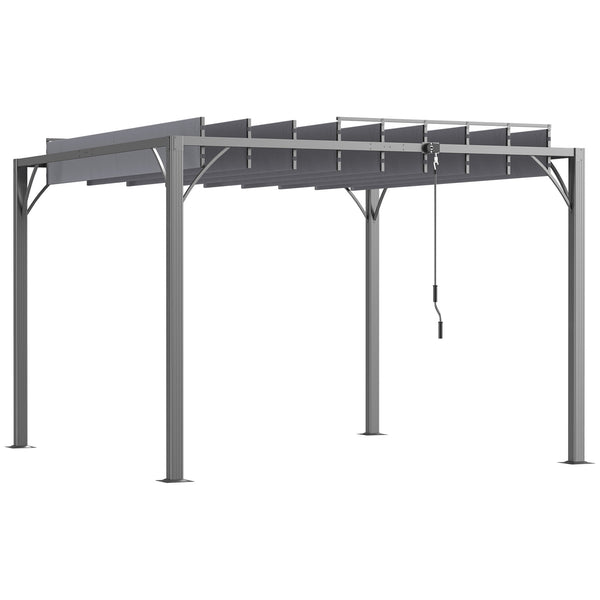 3 x 3(m) Outdoor Louvered Pergola with Adjustable Roof, AluminIum Patio Gazebo Canopy with Ground Stakes for Patio, Lawn, Garden, Grey