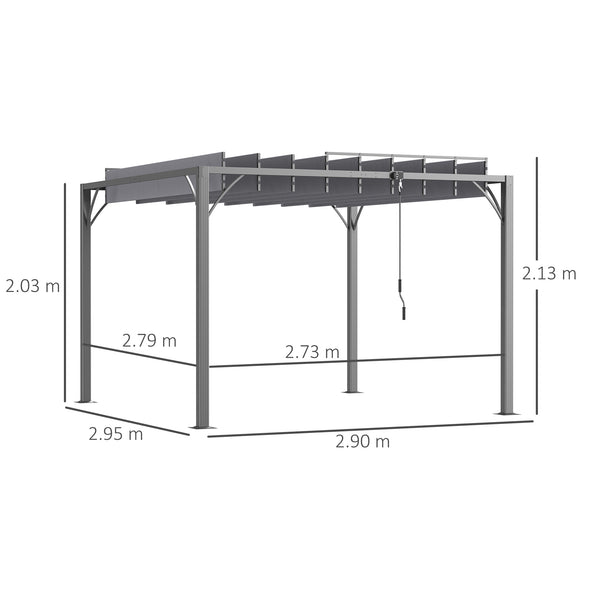 3 x 3(m) Outdoor Louvered Pergola with Adjustable Roof, AluminIum Patio Gazebo Canopy with Ground Stakes for Patio, Lawn, Garden, Grey