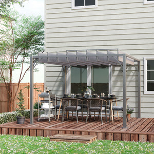 3 x 3(m) Outdoor Louvered Pergola with Adjustable Roof, AluminIum Patio Gazebo Canopy with Ground Stakes for Patio, Lawn, Garden, Grey