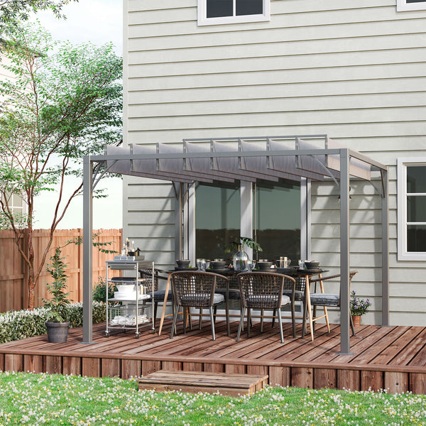 3 x 3(m) Outdoor Louvered Pergola with Adjustable Roof, AluminIum Patio Gazebo Canopy with Ground Stakes for Patio, Lawn, Garden, Grey