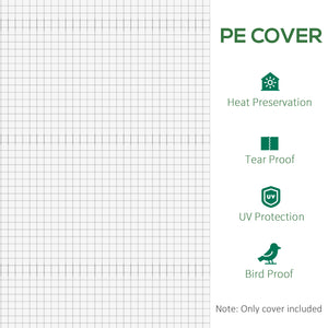 6 x 3 x 2m Greenhouse Replacement Cover ONLY Winter Garden Plant PE Cover for Tunnel Walk-in Greenhouse with Roll-up Windows Door Outdoor, White