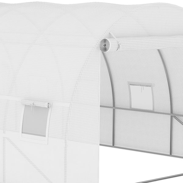 6 x 3 x 2m Greenhouse Replacement Cover ONLY Winter Garden Plant PE Cover for Tunnel Walk-in Greenhouse with Roll-up Windows Door Outdoor, White