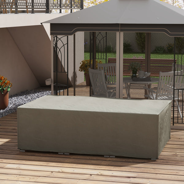 Garden Furniture Cover, Oxford Fabric Outdoor Rectangular Rattan Furniture Cover with PE Coating, Waterproof, Windproof, Anti-UV, 222 x 155 x 67cm, Grey