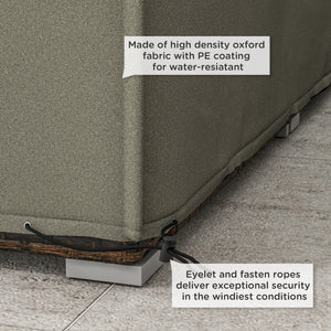 Garden Furniture Cover, Oxford Fabric Outdoor Rectangular Rattan Furniture Cover with PE Coating, Waterproof, Windproof, Anti-UV, 222 x 155 x 67cm, Grey