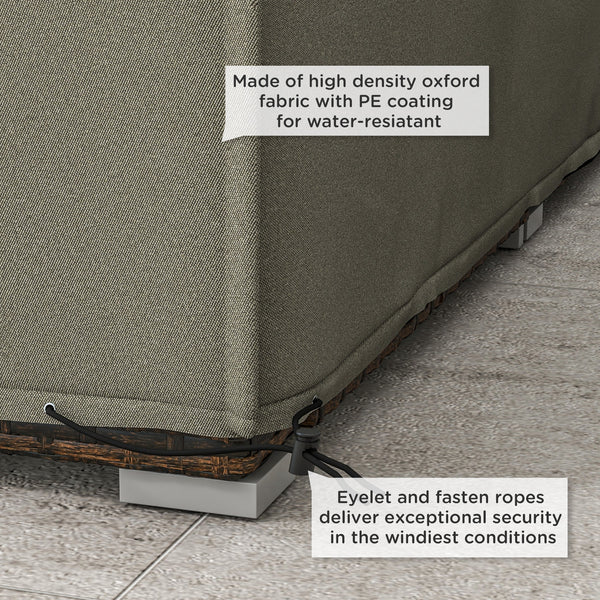 Garden Furniture Cover, Oxford Fabric Outdoor Rectangular Rattan Furniture Cover with PE Coating, Waterproof, Windproof, Anti-UV, 222 x 155 x 67cm, Grey