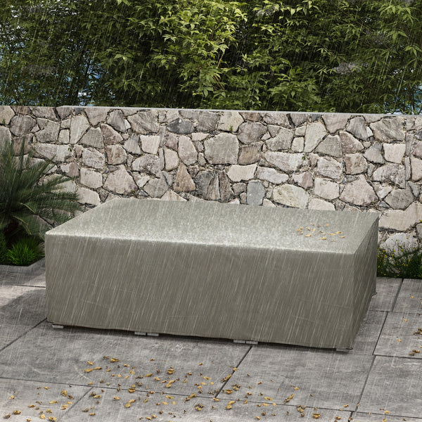Garden Furniture Cover, Oxford Fabric Outdoor Rectangular Rattan Furniture Cover with PE Coating, Waterproof, Windproof, Anti-UV, 222 x 155 x 67cm, Grey