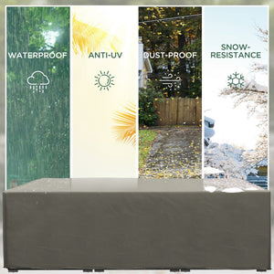 Garden Furniture Cover, Oxford Fabric Outdoor Rectangular Rattan Furniture Cover with PE Coating, Waterproof, Windproof, Anti-UV, 222 x 155 x 67cm, Grey