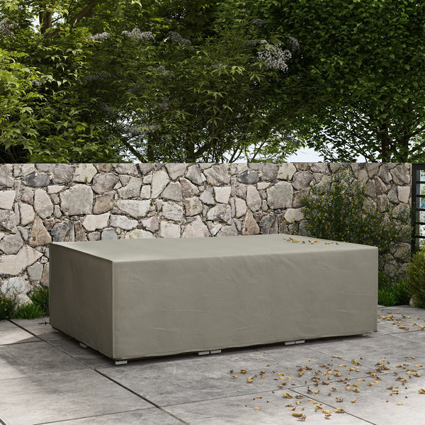Garden Furniture Cover, Oxford Fabric Outdoor Rectangular Rattan Furniture Cover with PE Coating, Waterproof, Windproof, Anti-UV, 222 x 155 x 67cm, Grey