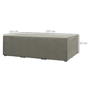 Garden Furniture Cover, Oxford Fabric Outdoor Rectangular Rattan Furniture Cover with PE Coating, Waterproof, Windproof, Anti-UV, 222 x 155 x 67cm, Grey