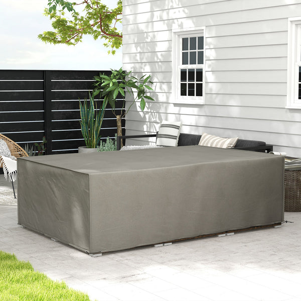 Garden Furniture Cover, Oxford Fabric Outdoor Rectangular Rattan Furniture Cover with PE Coating, Waterproof, Windproof, Anti-UV, 222 x 155 x 67cm, Grey